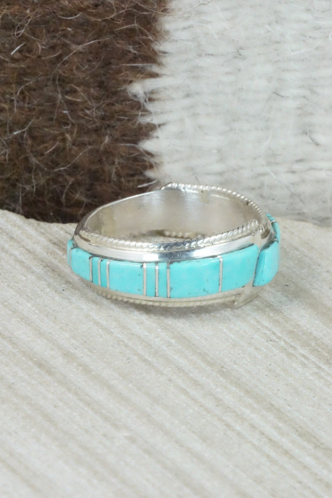 Turquoise & Sterling Silver Ring - Deirdre Luna Panteah - Size 14.75