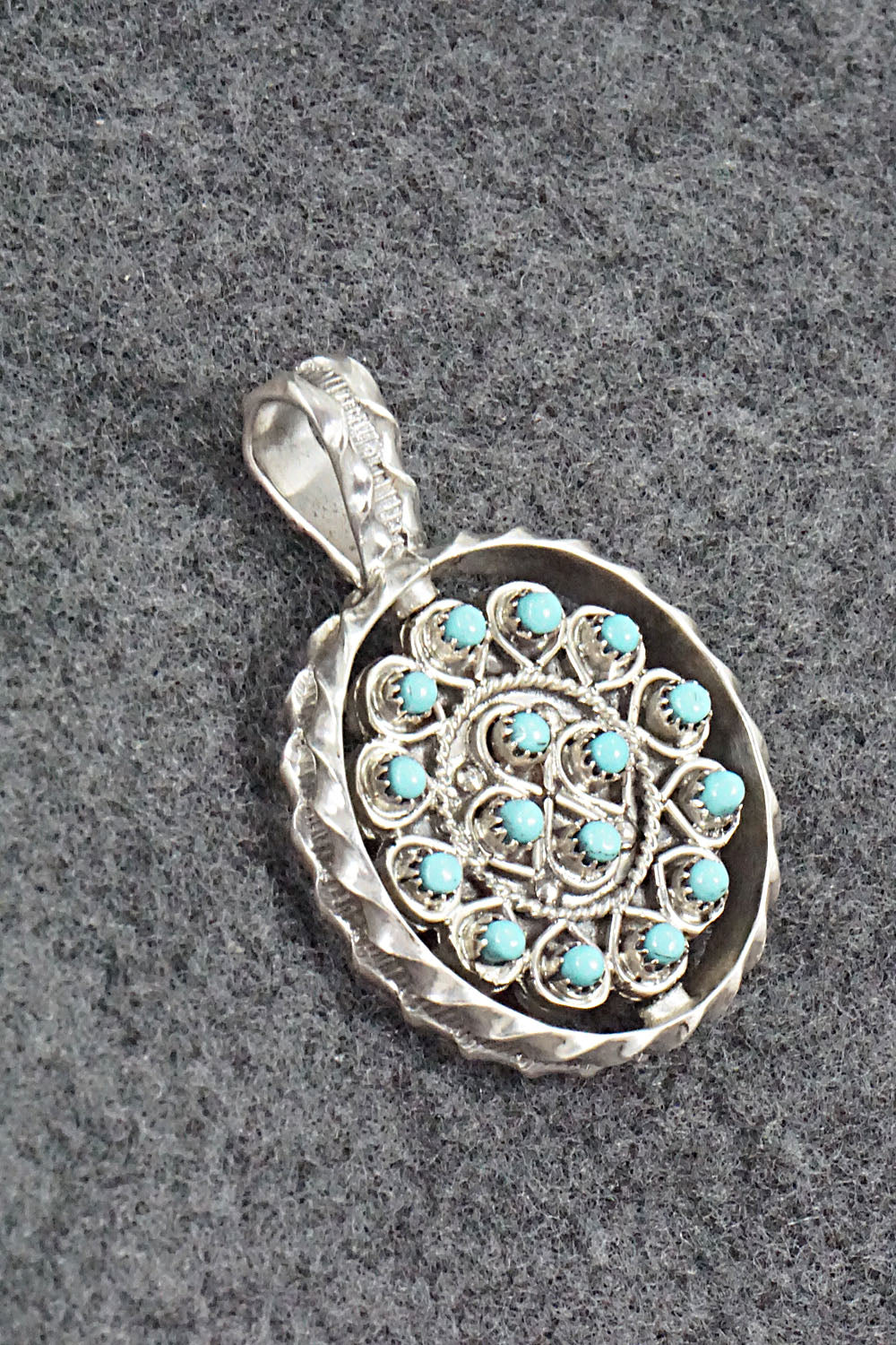Turquoise, Coral & Sterling Silver Pendant - Waylon Johnson