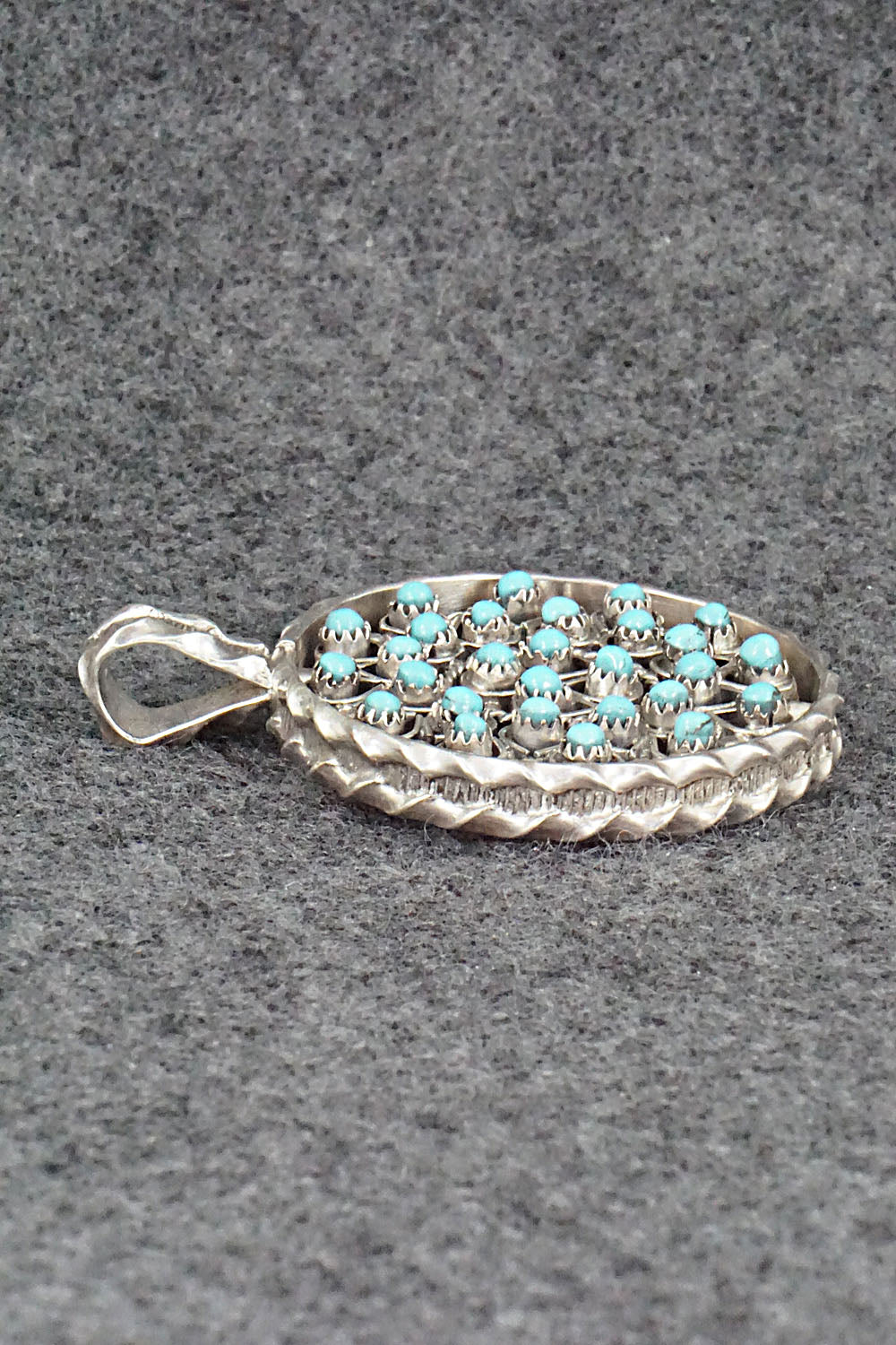 Coral, Turquoise & Sterling Silver Pendant - Wayne Johnson Sr.