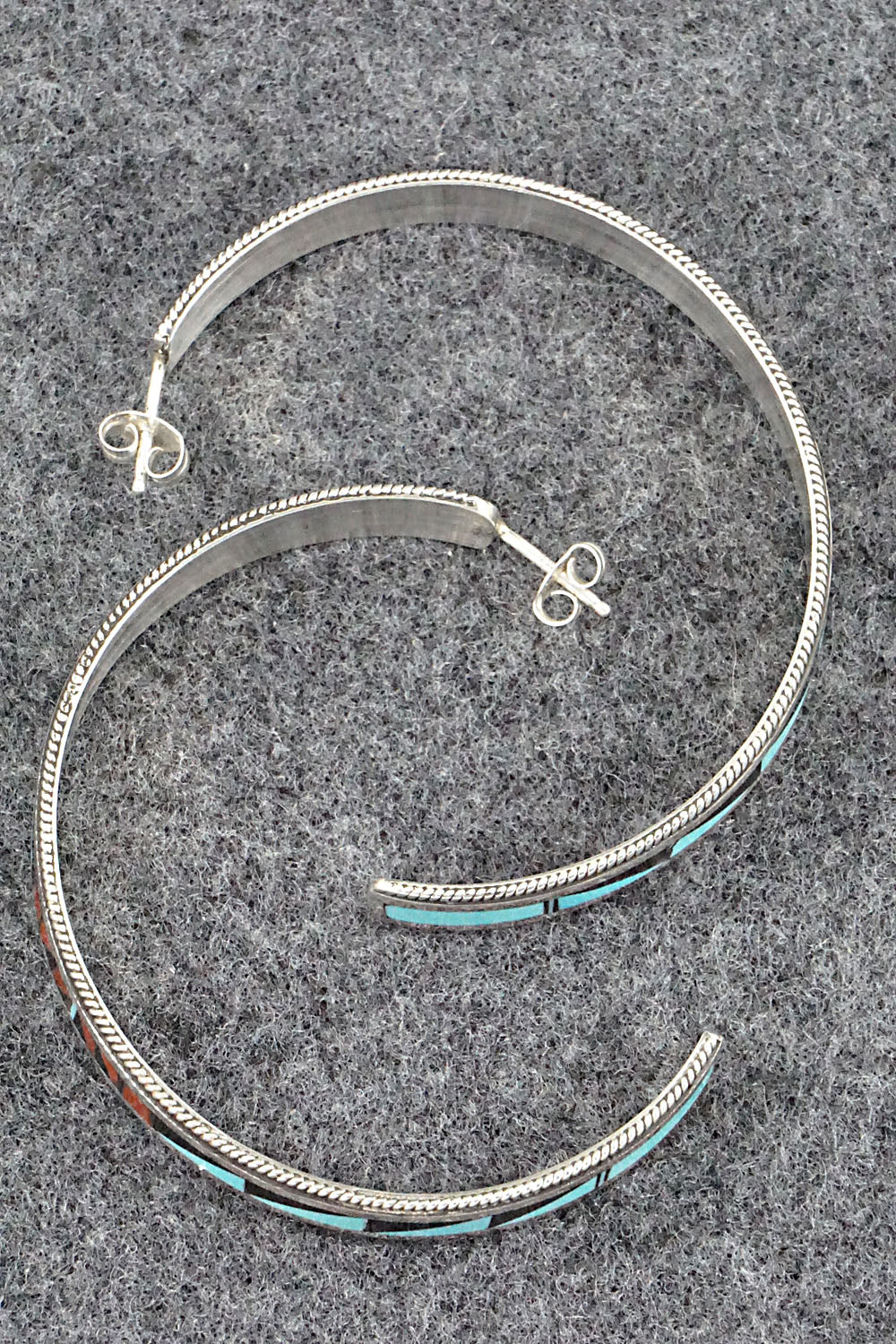 Multi Stone & Sterling Silver Inlay Earrings - Phil Weahkee