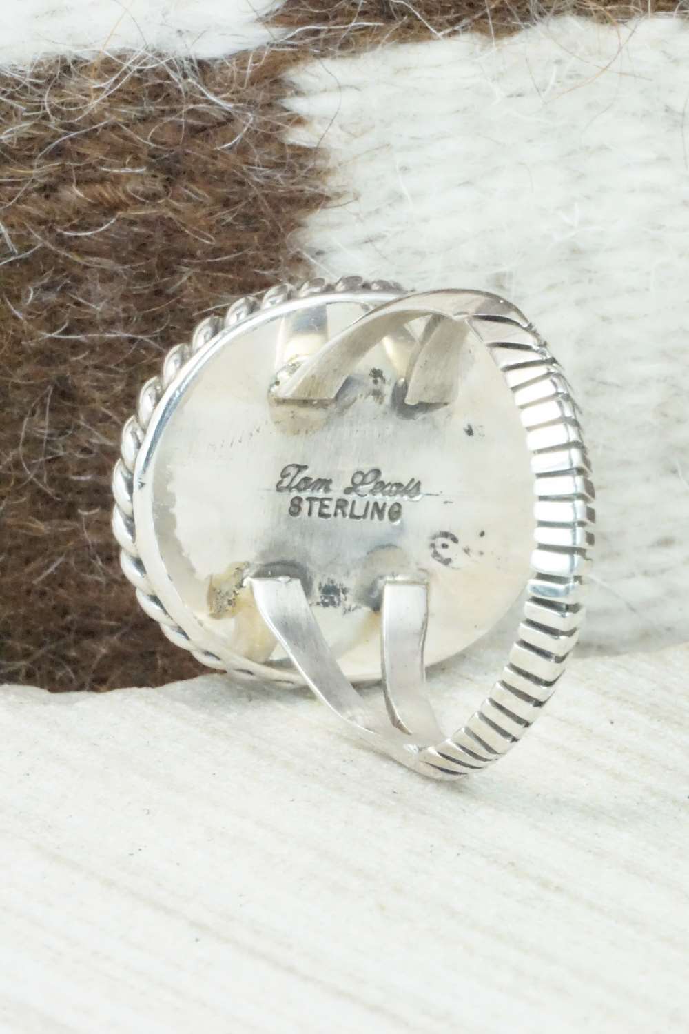 Turquoise & Sterling Silver Ring - Tom Lewis - Size 15