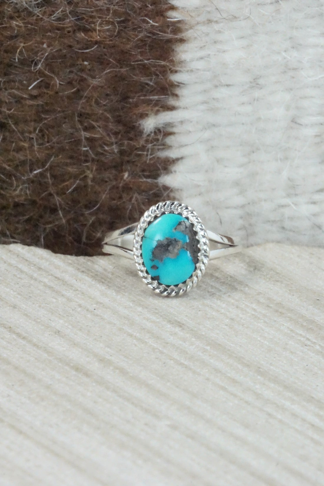 Turquoise & Sterling Silver Ring - Jamie Saunders - Size 8