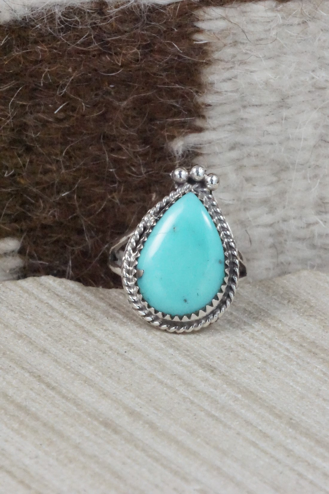 Turquoise & Sterling Silver Ring - Jamie Saunders - Size 7.5