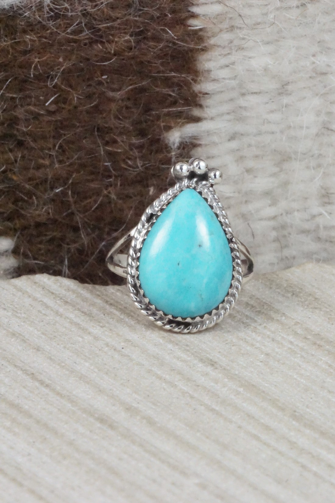 Turquoise & Sterling Silver Ring - Jamie Saunders - Size 7.75