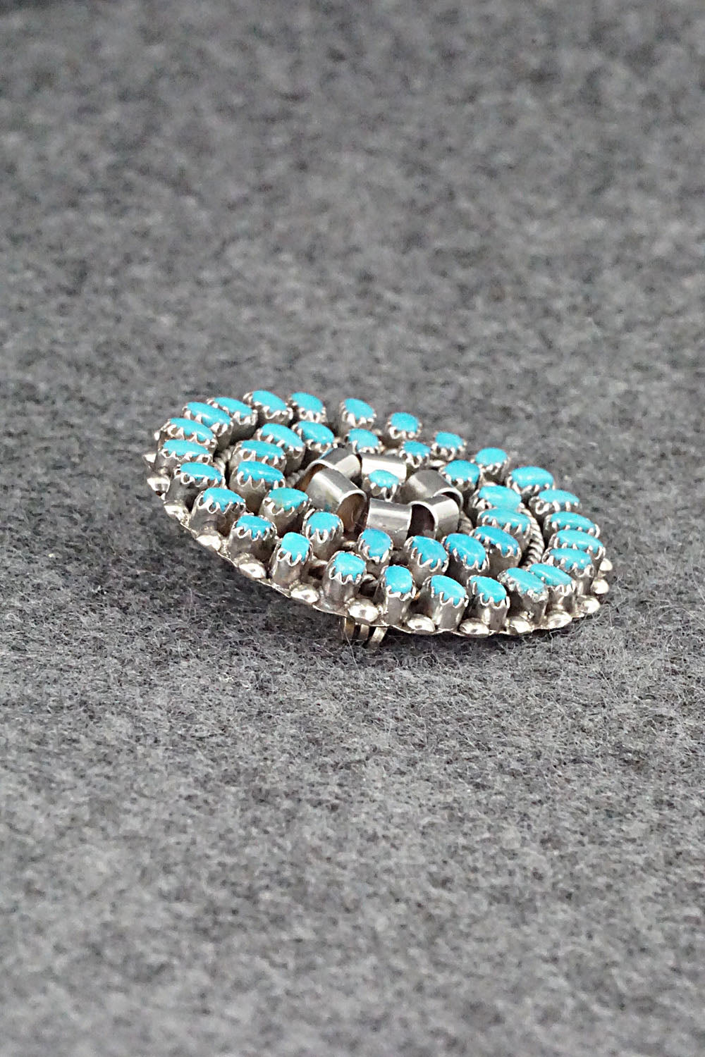 Turquoise & Sterling Silver Pendant/Pin - Lorencita Walela