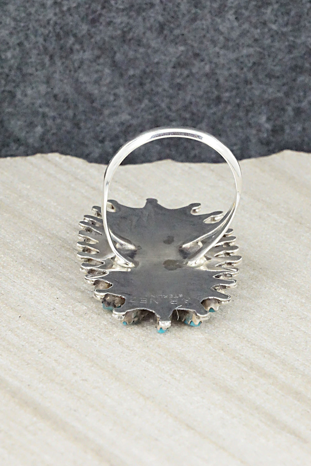 Turquoise & Sterling Silver Ring - Nathaniel Nez - Size 8
