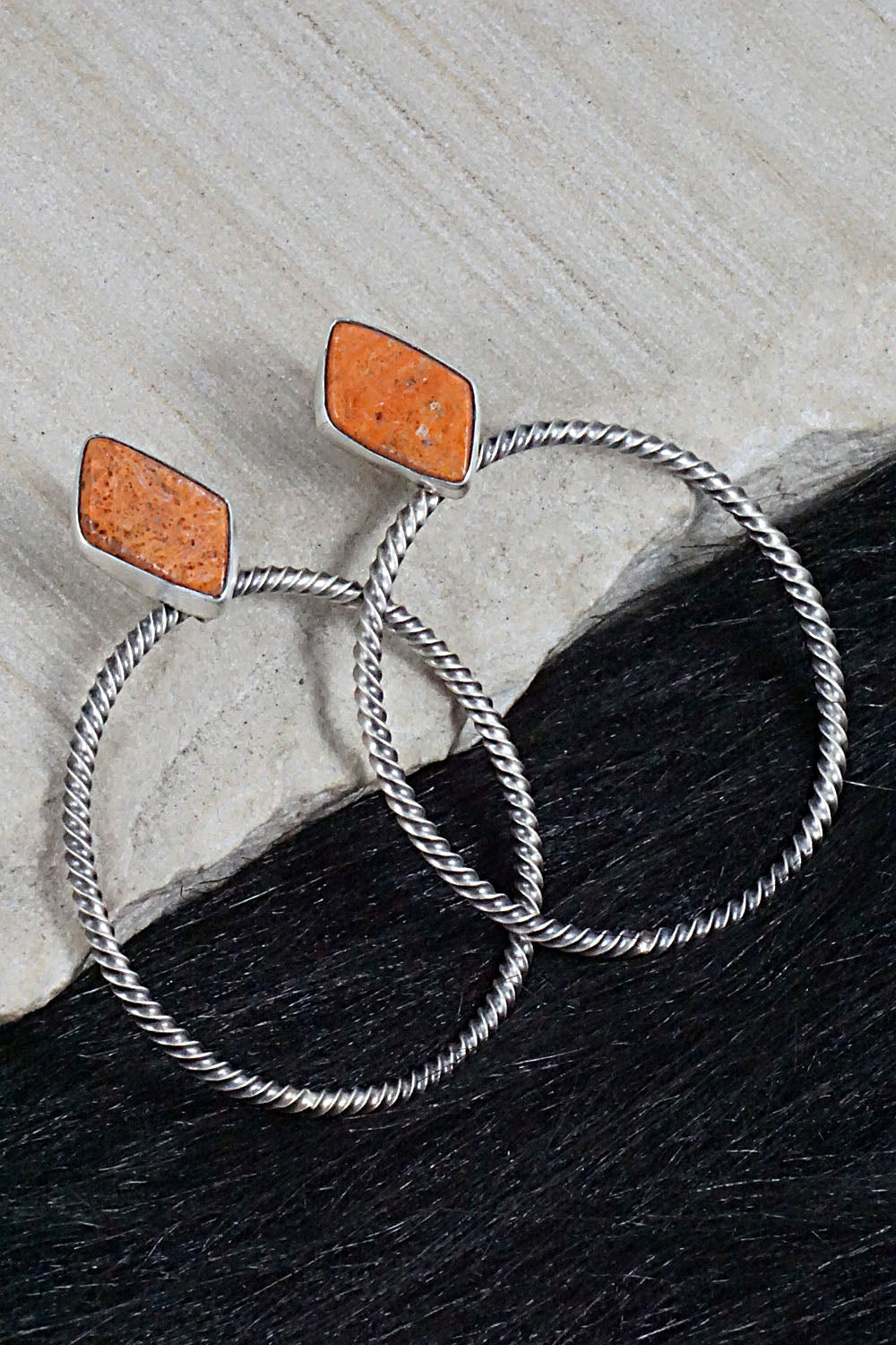 Coral & Sterling Silver Earrings - Annie Spencer