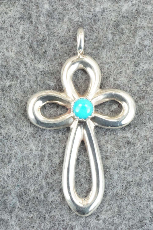 Turquoise & Sterling Silver Cross Pendant - Vanessa Kee