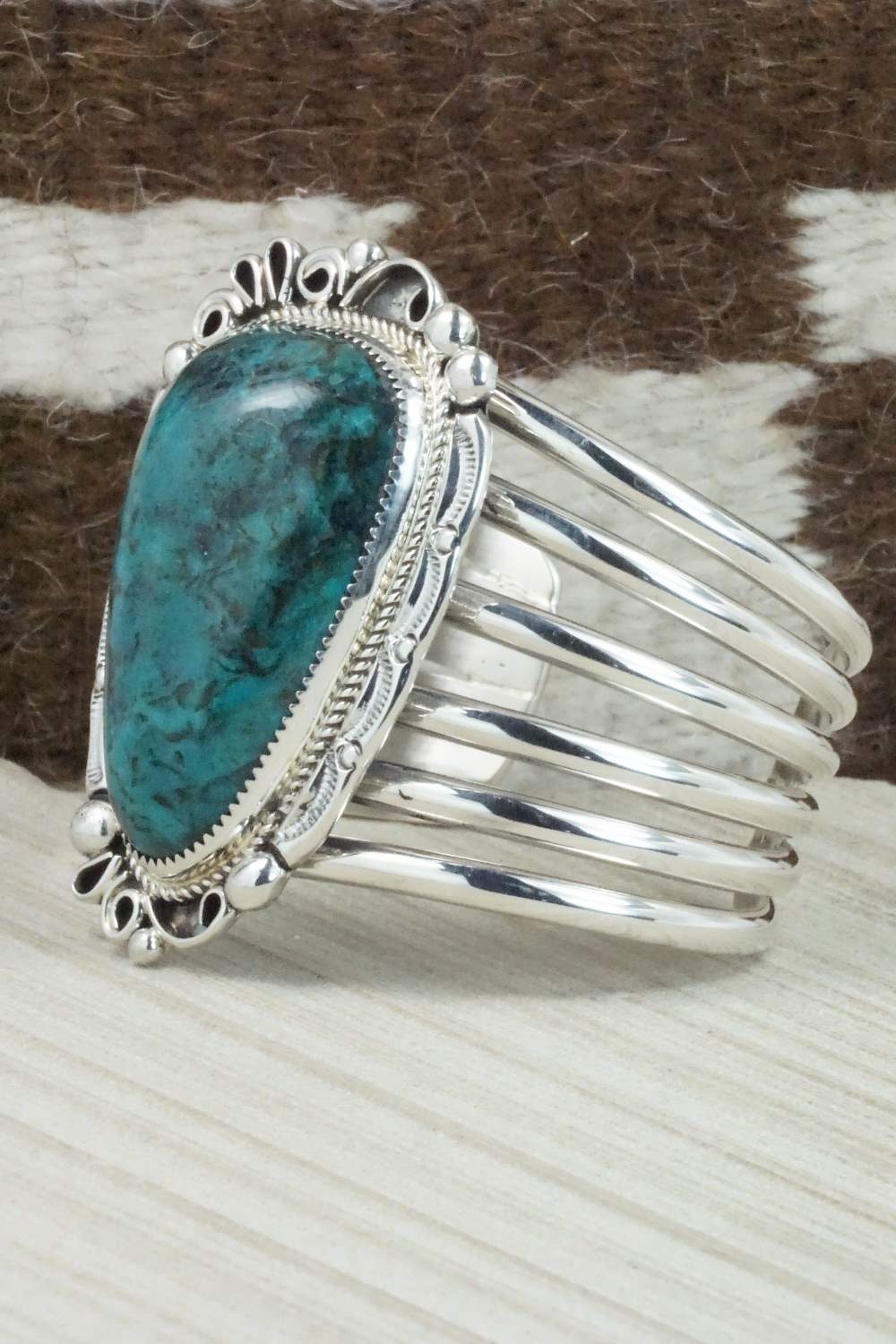 Turquoise & Sterling Silver Bracelet - Leslie Nez