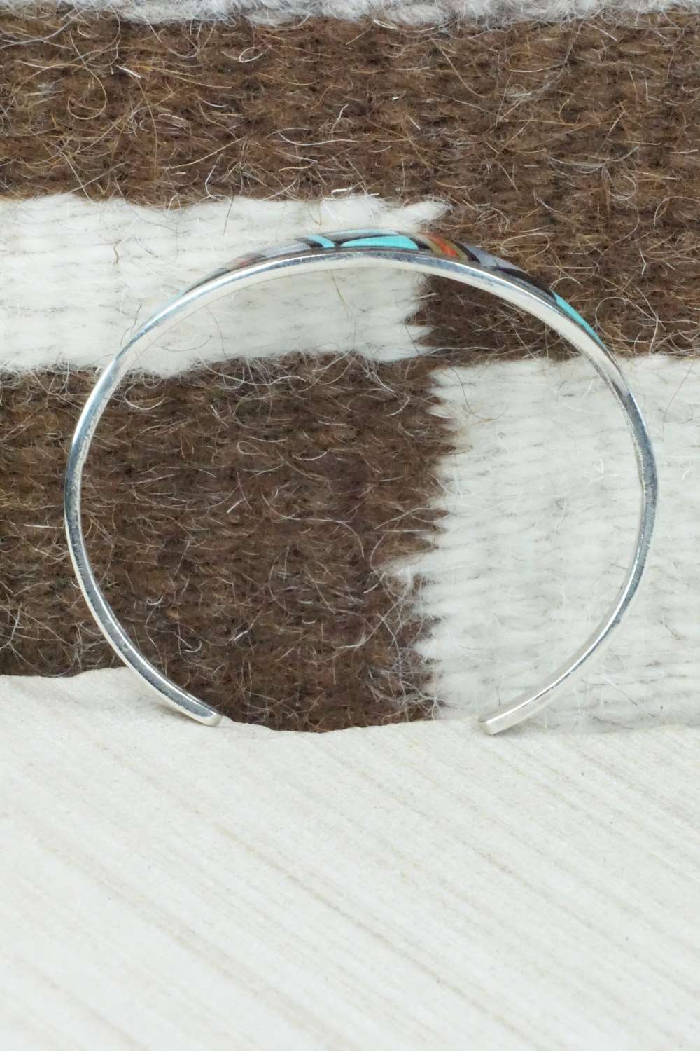 Multi Stone & Sterling Silver Inlay Bracelet - Adrianne Kallestewa