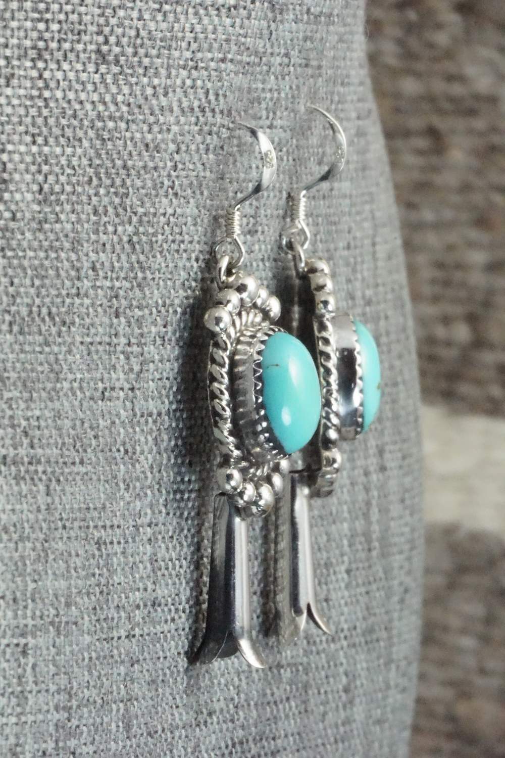 Turquoise & Sterling Silver Earrings - Vernon K Johnson