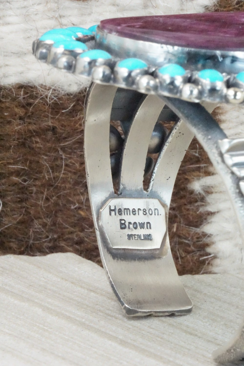 Spiny Oyster, Turquoise & Sterling Silver Bracelet - Hemerson Brown