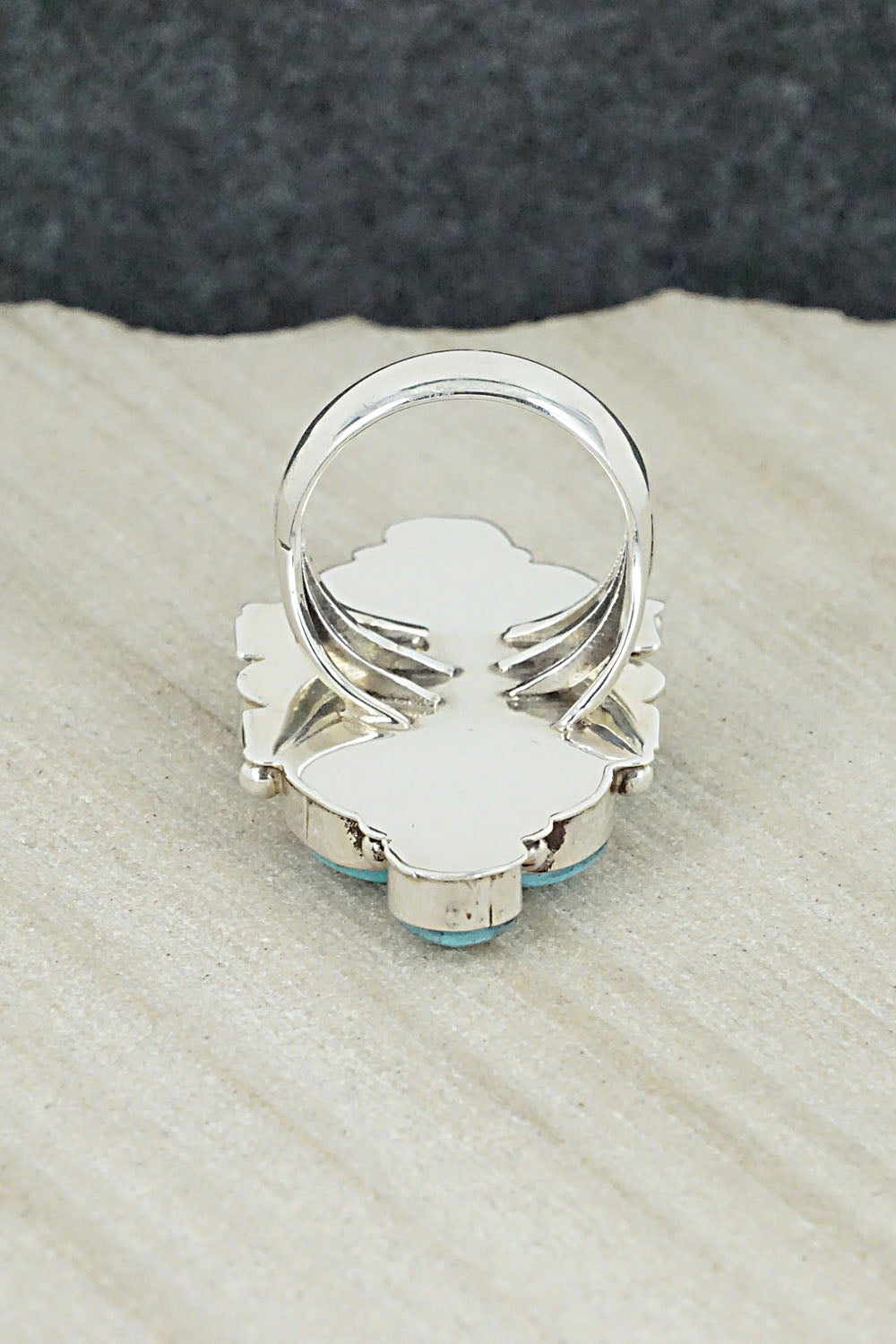 Turquoise & Sterling Silver Ring - Clarence Long - Size 6
