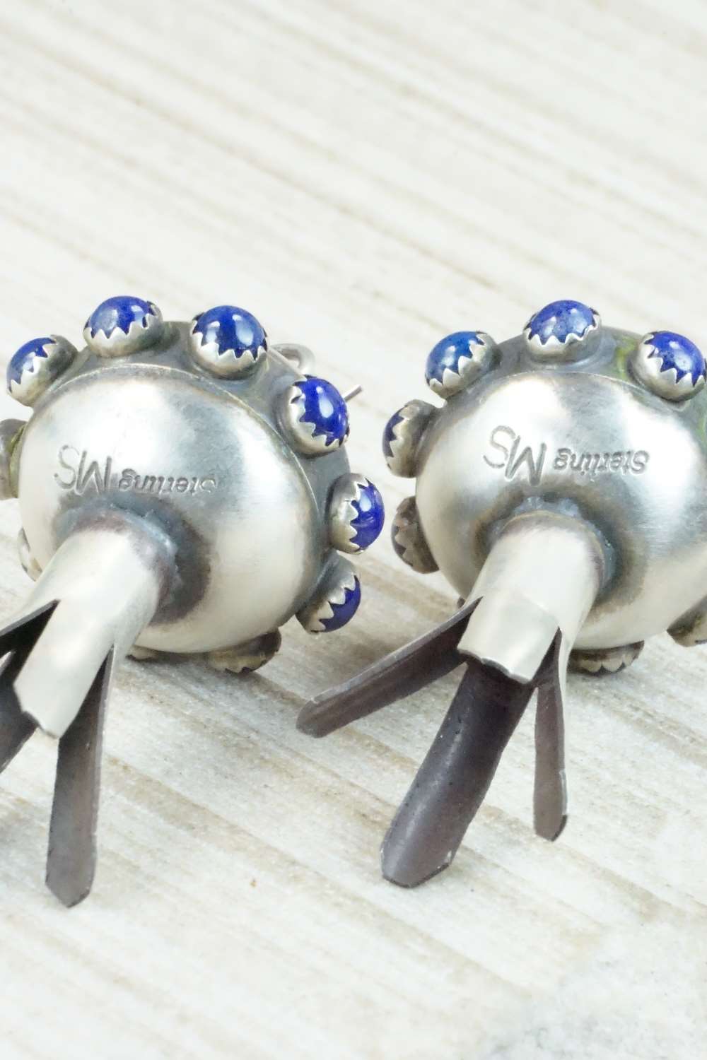 Lapis & Sterling Silver Blossom Earrings - Monica Smith
