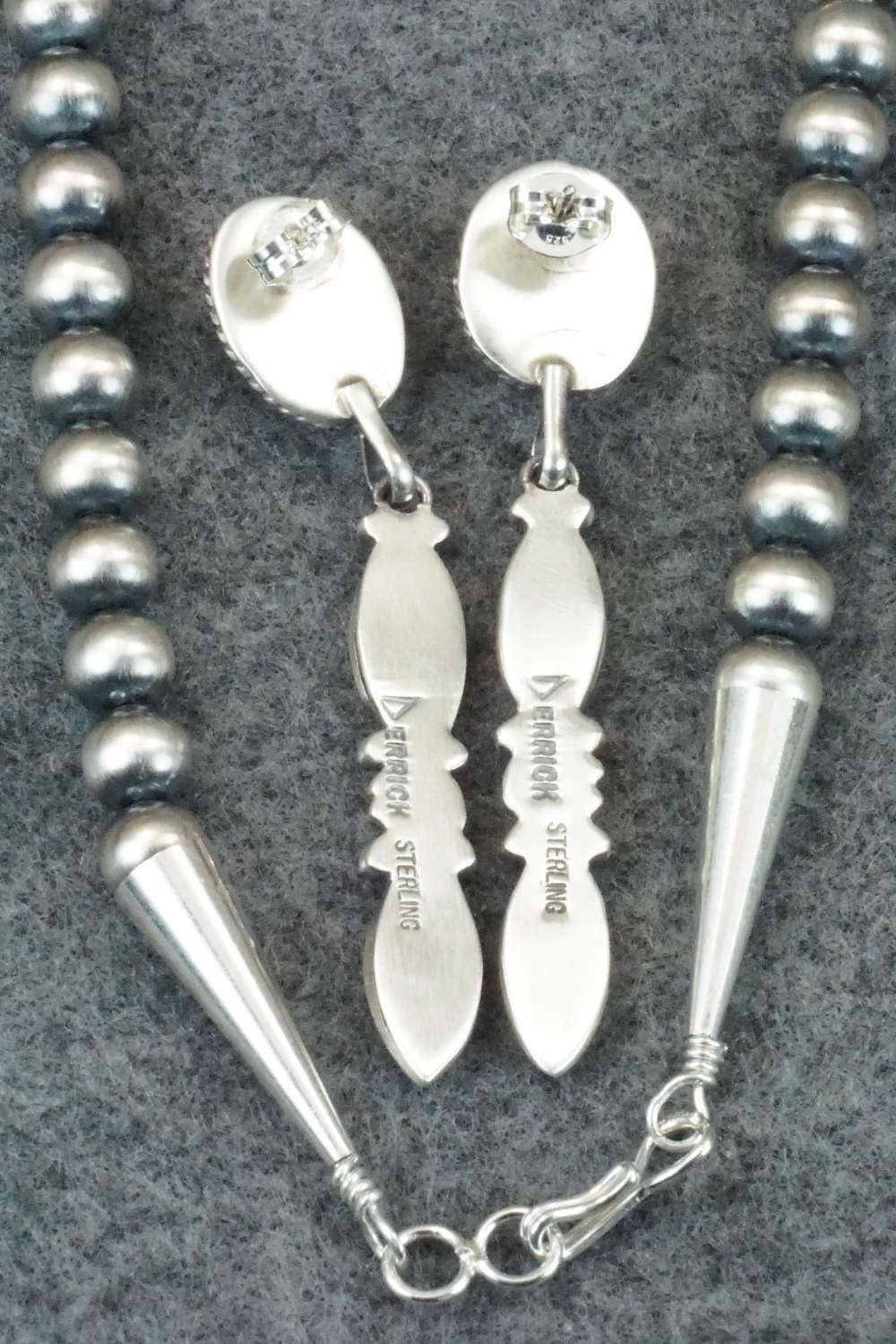 Turquoise & Sterling Silver Necklace and Earrings Set - Derrick Gordon