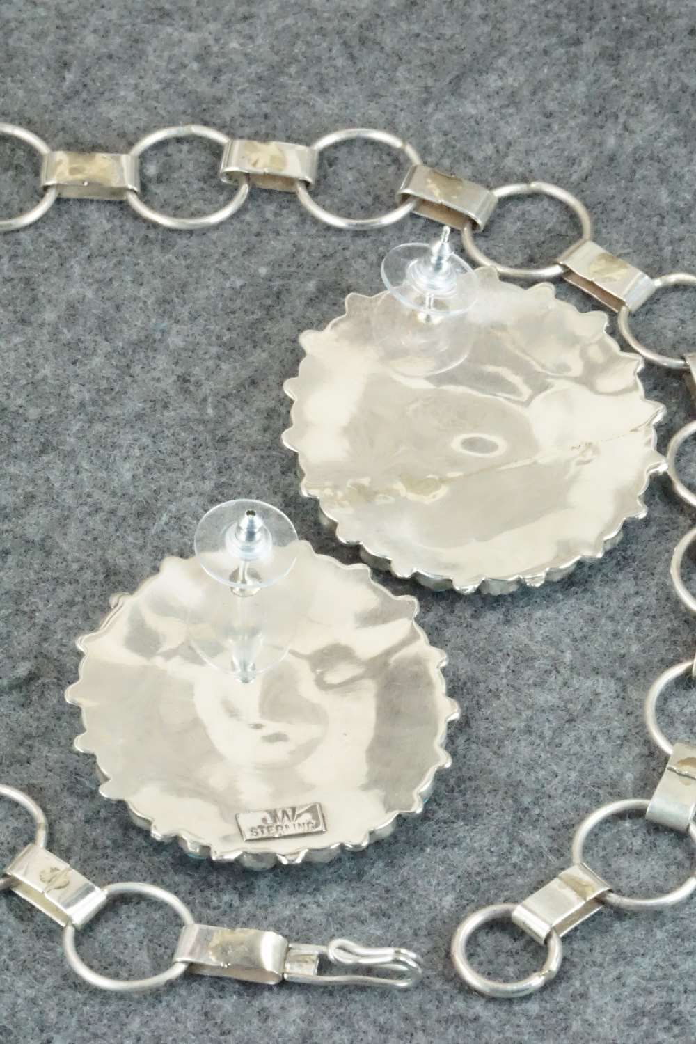 Turquoise, Spiny Oyster & Sterling Silver Necklace Set - Justina Wilson