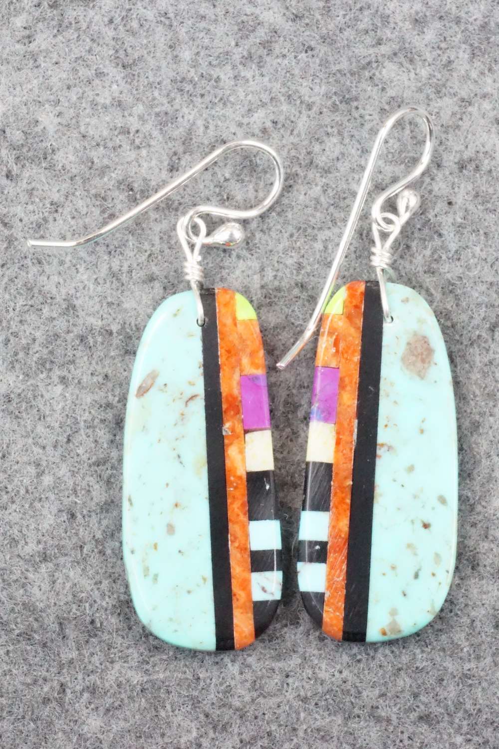 Multi Stone & Sterling Silver Inlay Earrings - Ronald Chavez