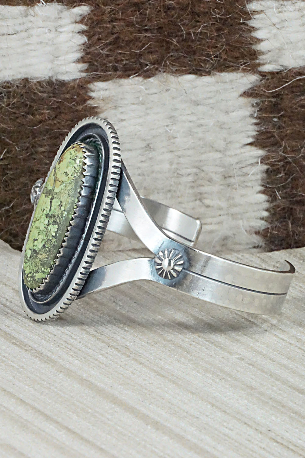 Gaspeite and Sterling Silver Bracelet - Tom Dinetso