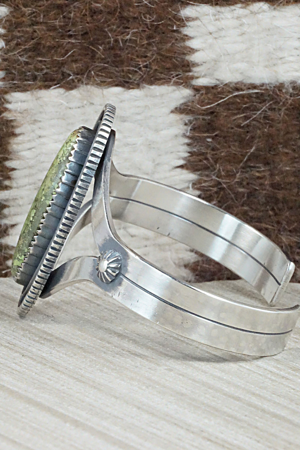 Gaspeite and Sterling Silver Bracelet - Tom Dinetso