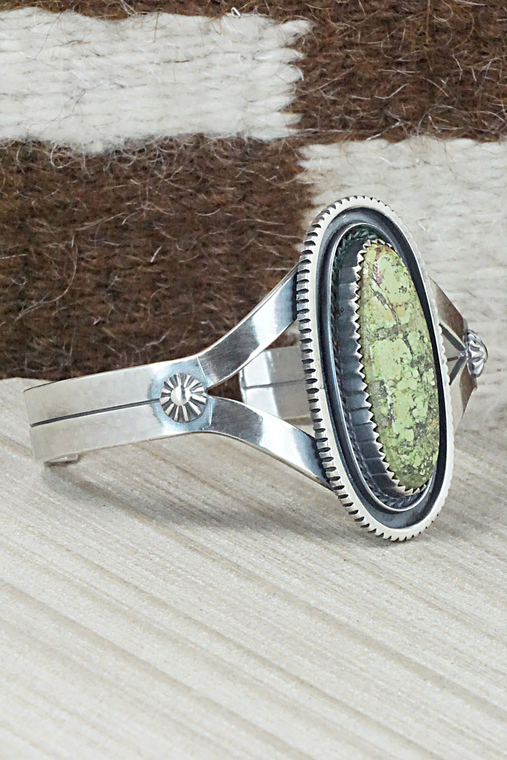 Gaspeite and Sterling Silver Bracelet - Tom Dinetso