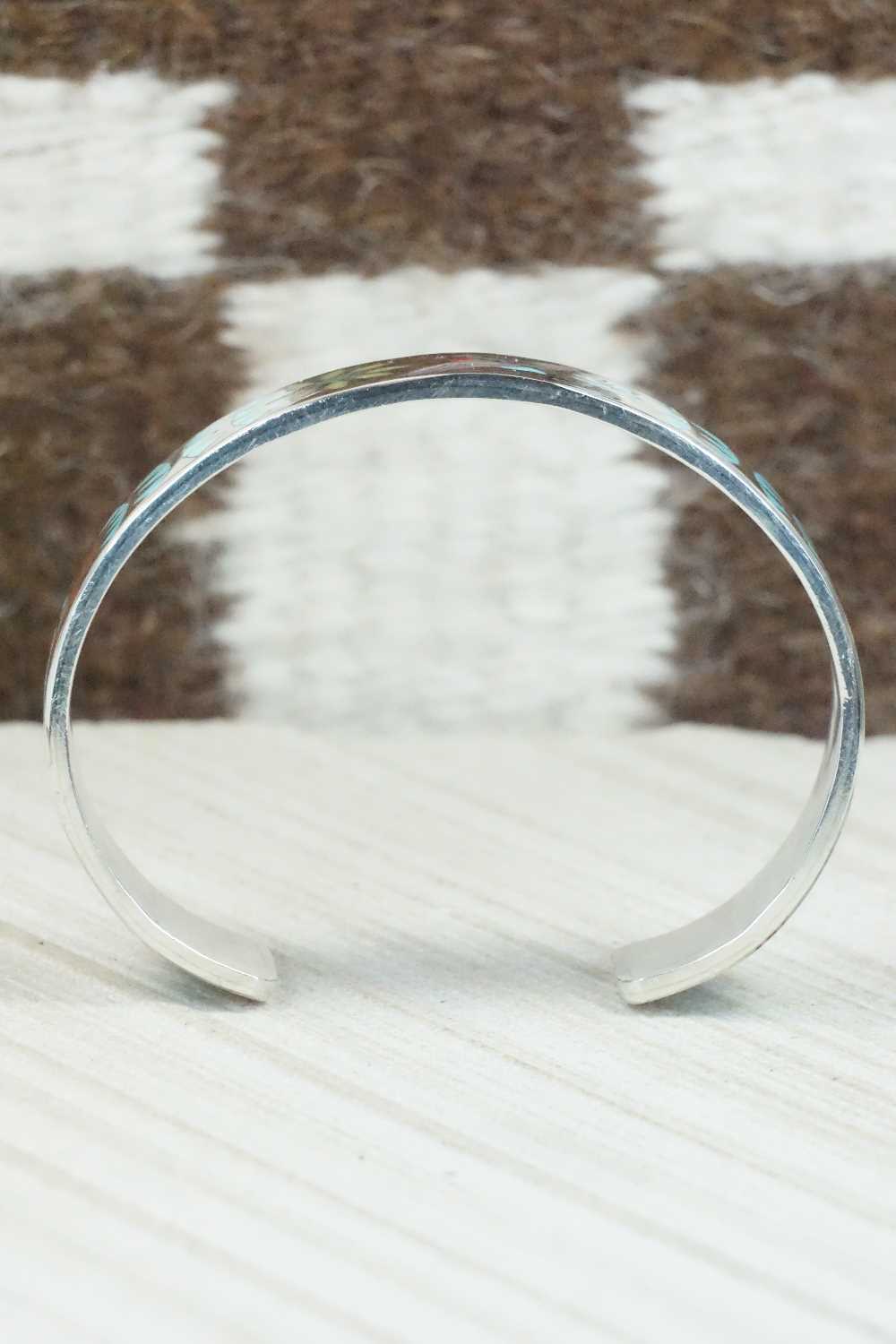 Multi Stone & Sterling Silver Inlay Bracelet - Quintin Quam Sr