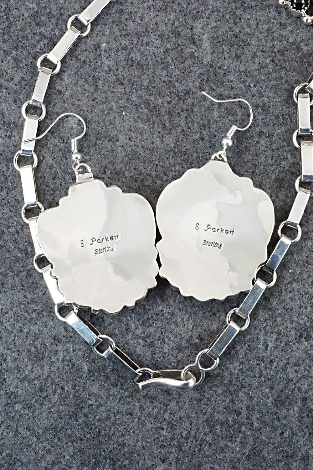 Onyx & Sterling Silver Necklace & Earrings Set - Sandra Parkett