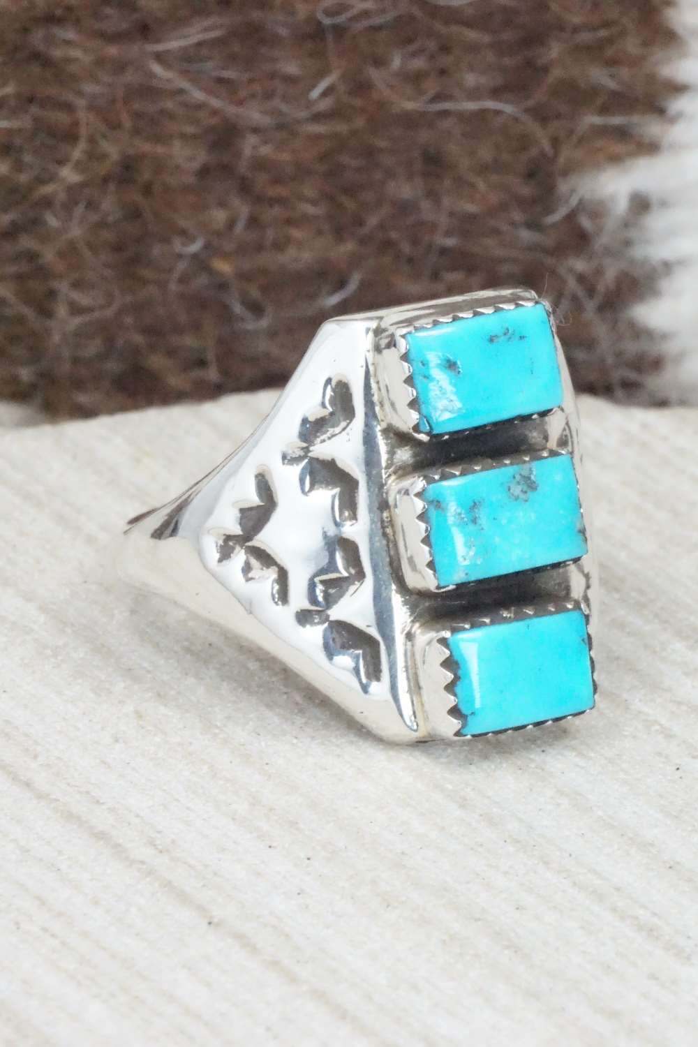 Turquoise & Sterling Silver Ring - Pauline Nelson - Size 14.5