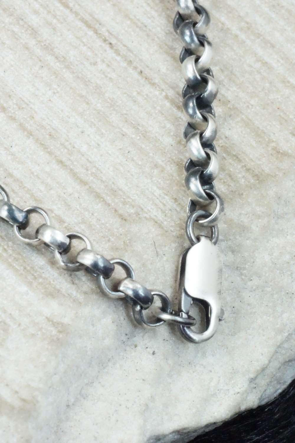 White Buffalo & Sterling Silver Necklace - Navajo