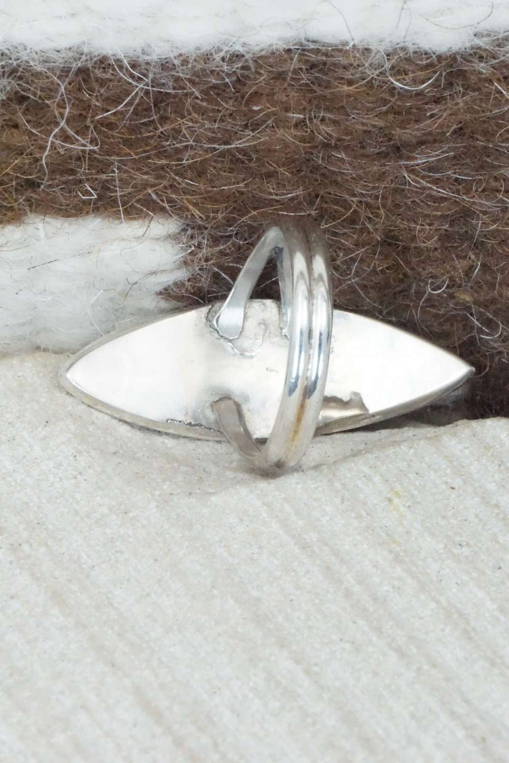 Turquoise & Sterling Silver Inlay Ring - Evelyn Mahkee - Size 6.25