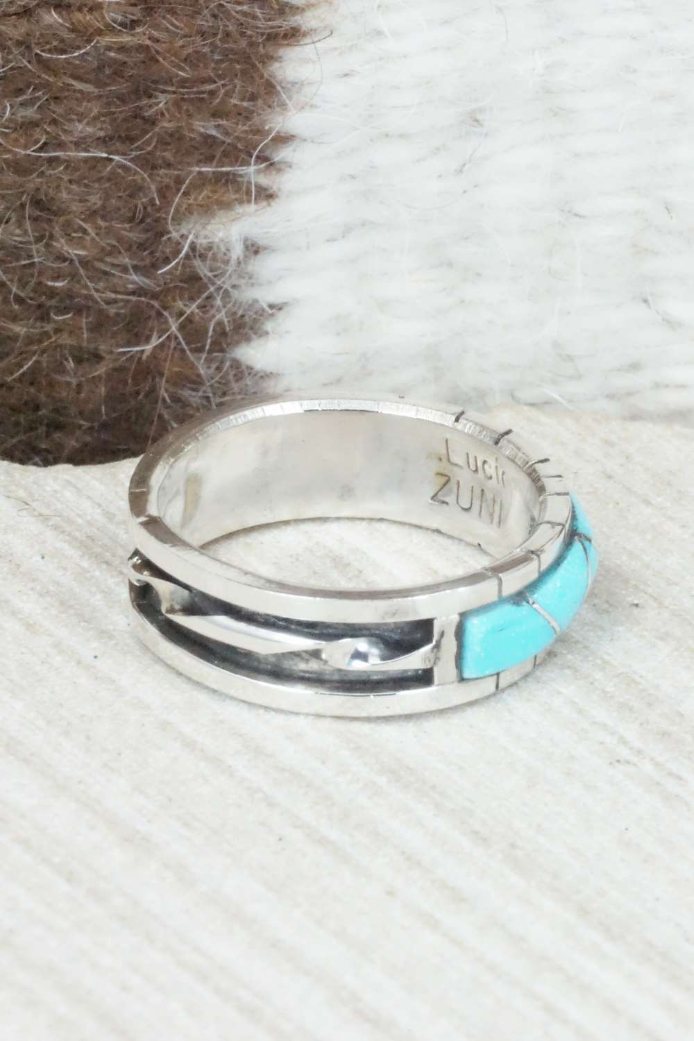 Turquoise & Sterling Silver Ring - Phyllis Lucio - Size 11.75