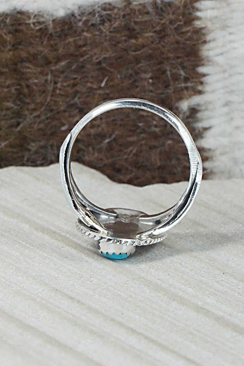 Turquoise & Sterling Silver Ring - Jeannette Saunders - Size 12.5