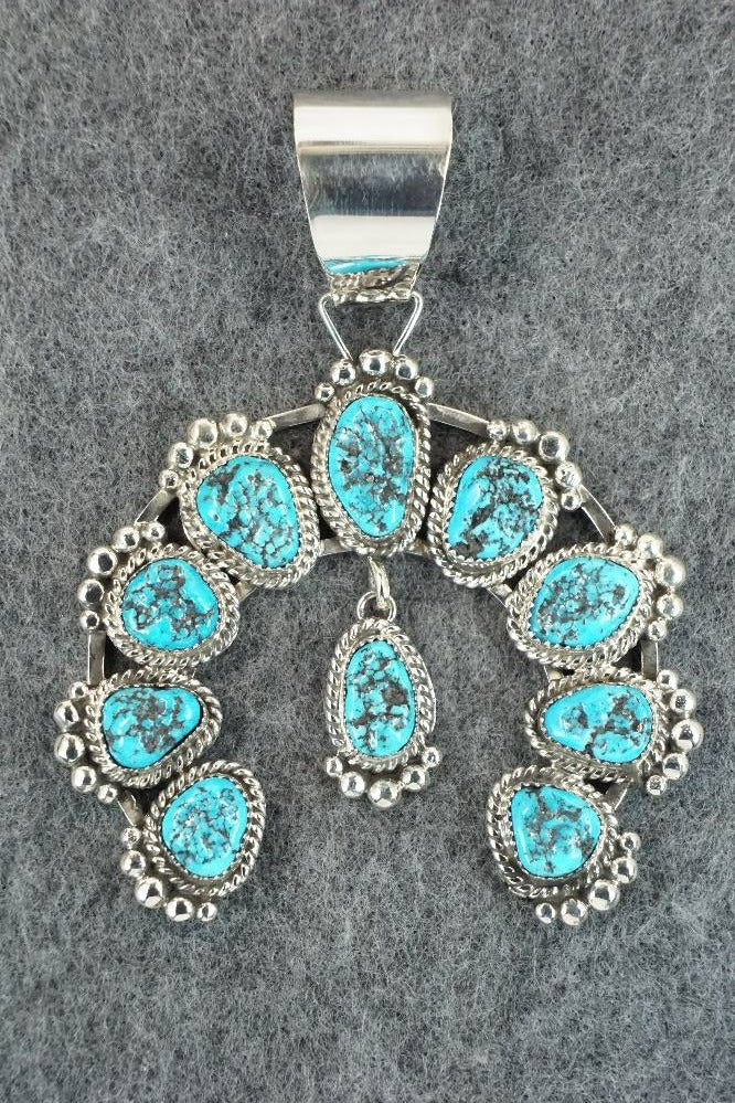 Turquoise and Sterling Silver Naja Pendant - Vernon Johnson