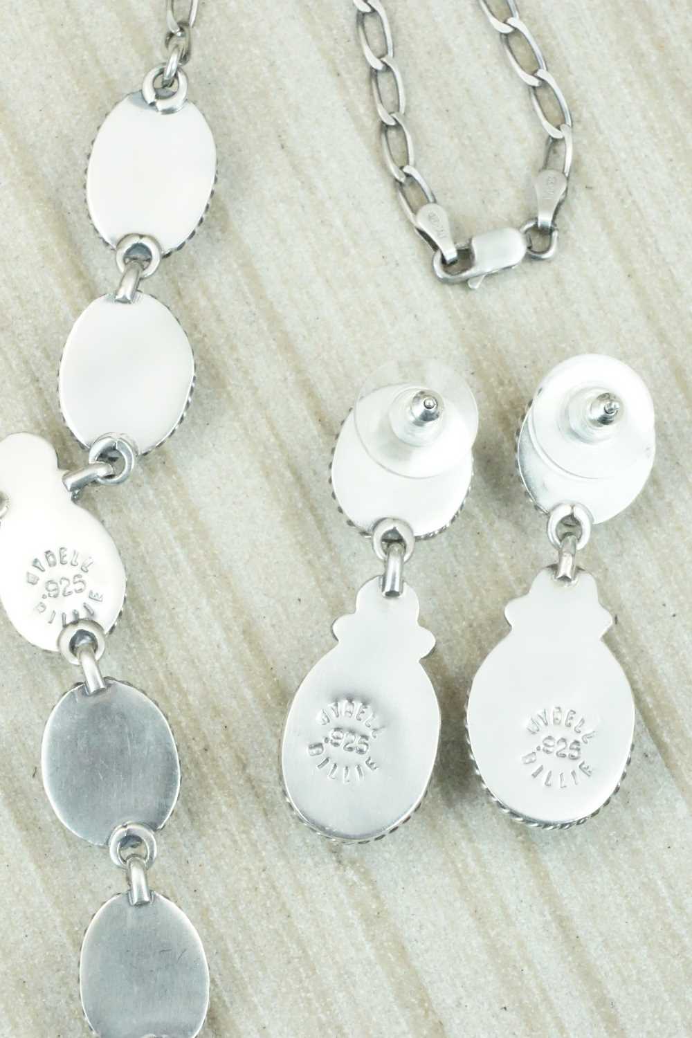 Turquoise & Sterling Silver Necklace and Earrings Set - Wydell Billie