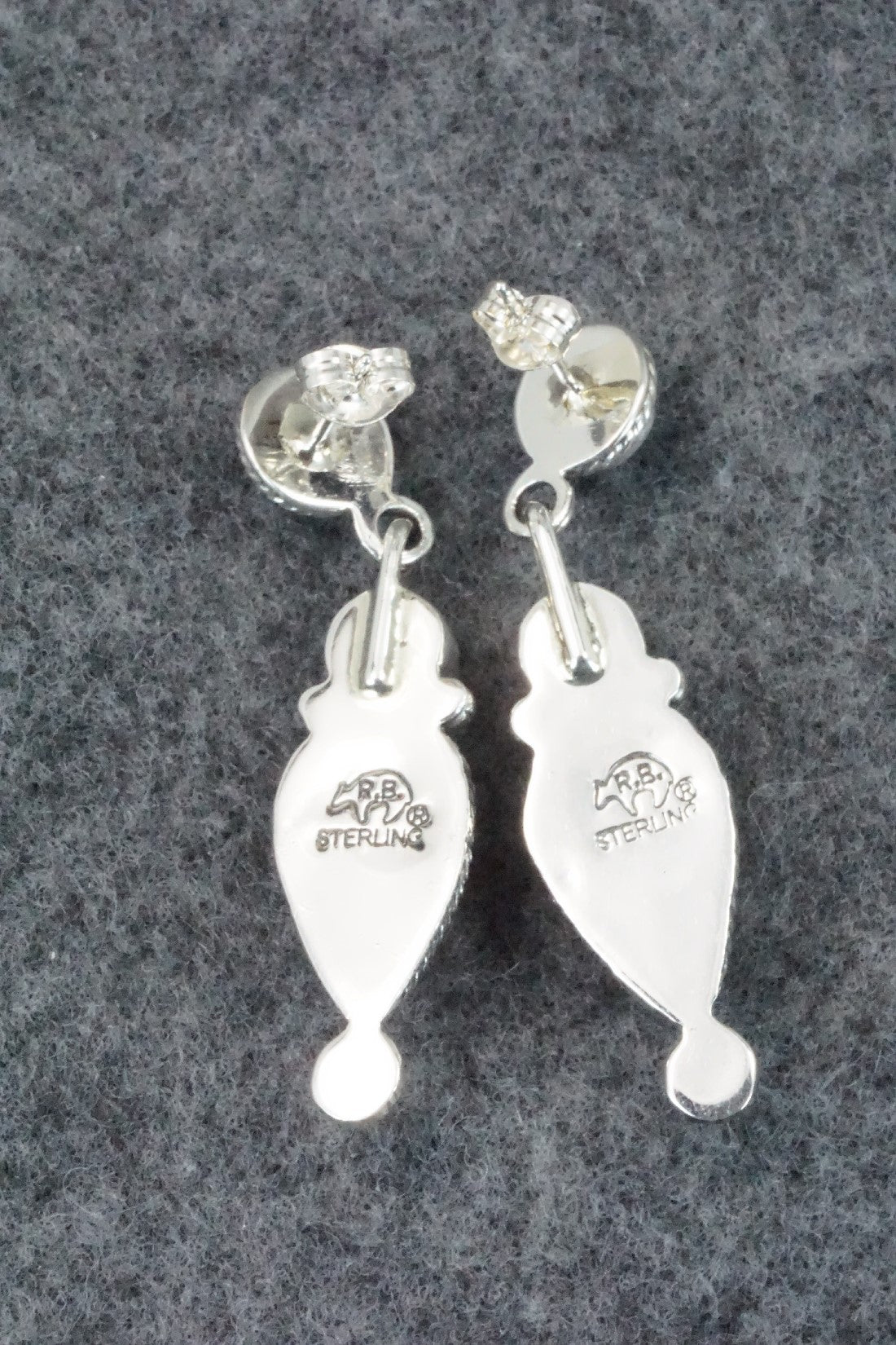 Spiny Oyster, Turquoise & Sterling Silver Earrings - Gary Shorty