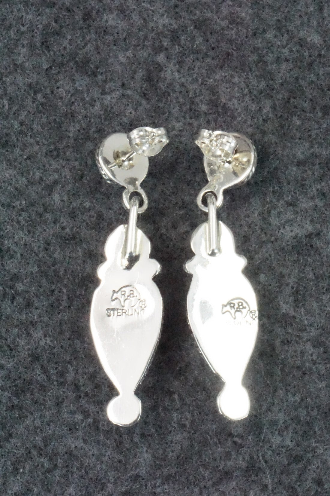 Spiny Oyster, Turquoise & Sterling Silver Earrings - Gary Shorty