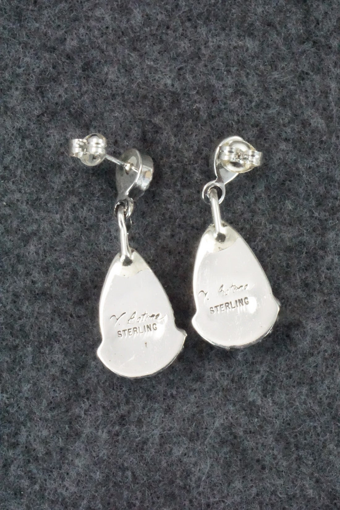 Turquoise, Coral & Sterling Silver Earrings - Verley Betone