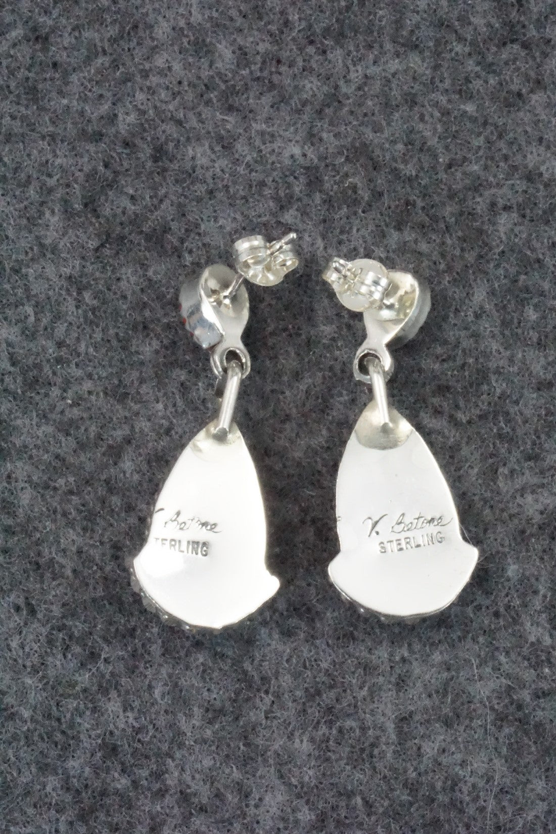 Turquoise, Coral & Sterling Silver Earrings - Verley Betone