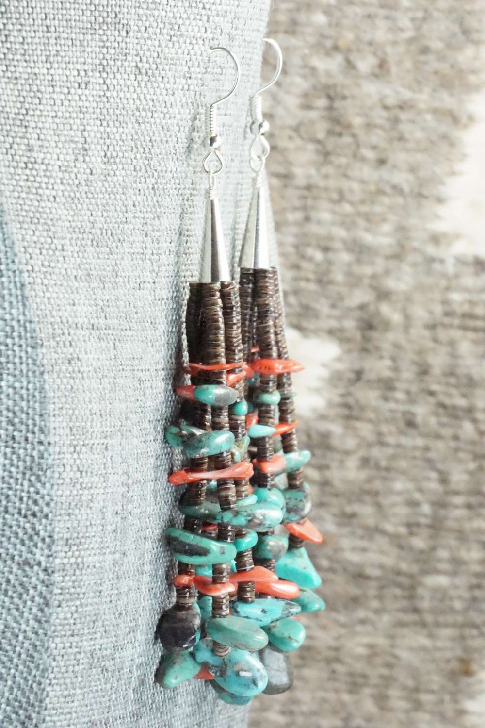 Turquoise, Shell & Sterling Silver Earrings - Daniel Coriz