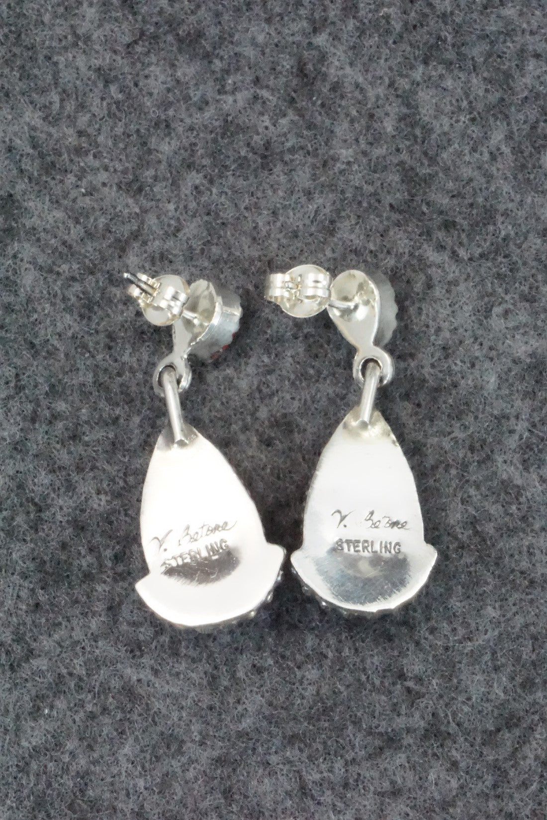 Turquoise, Coral & Sterling Silver Earrings - Verley Betone