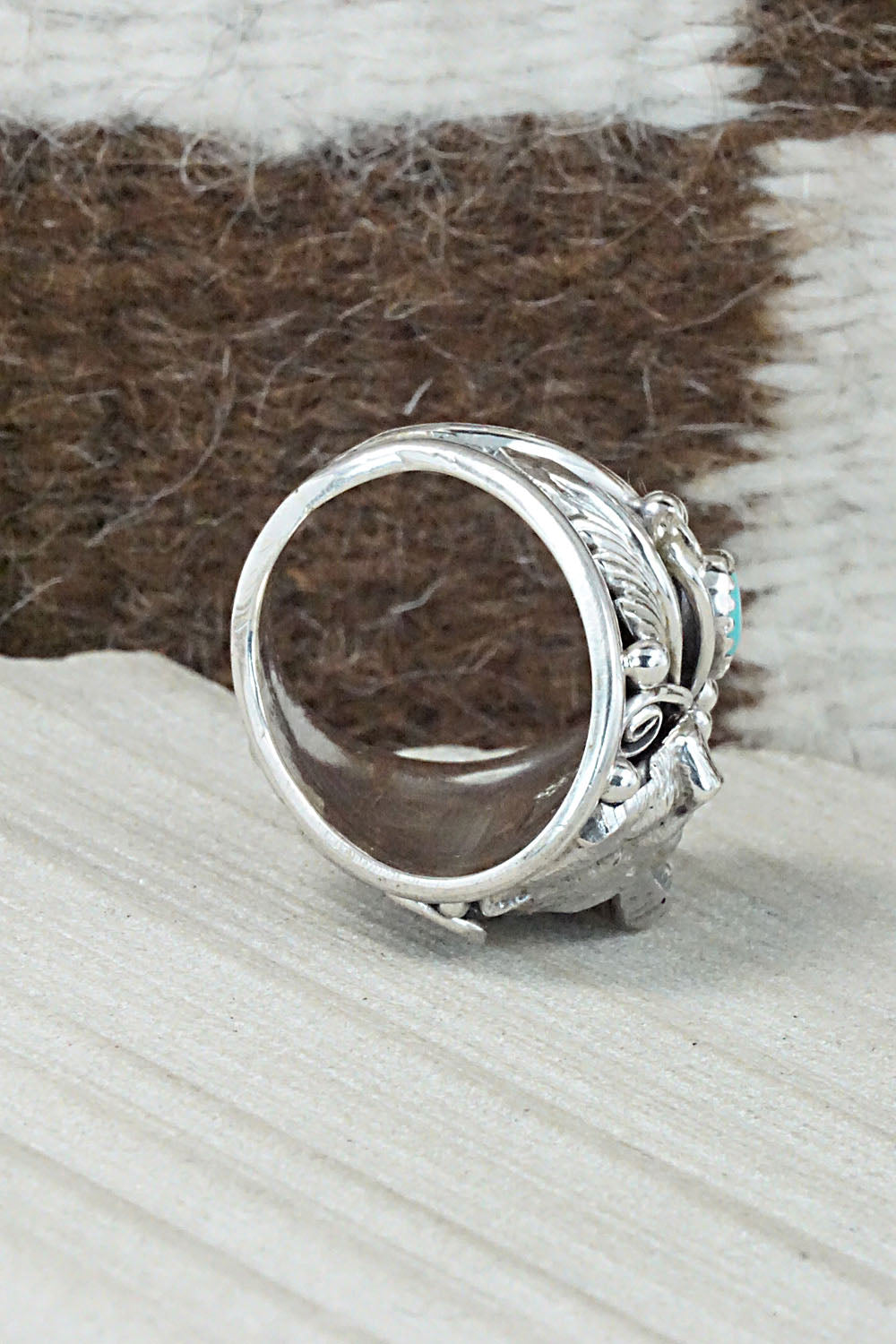 Turquoise and Sterling Silver Ring - Jeanette Saunders - Size 9.5