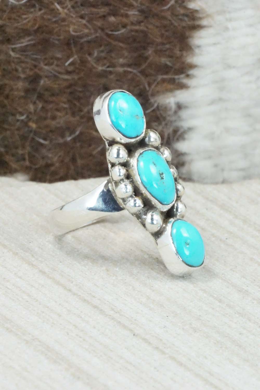 Turquoise & Sterling Silver Ring - Priscilla Reeder - Size 8.25