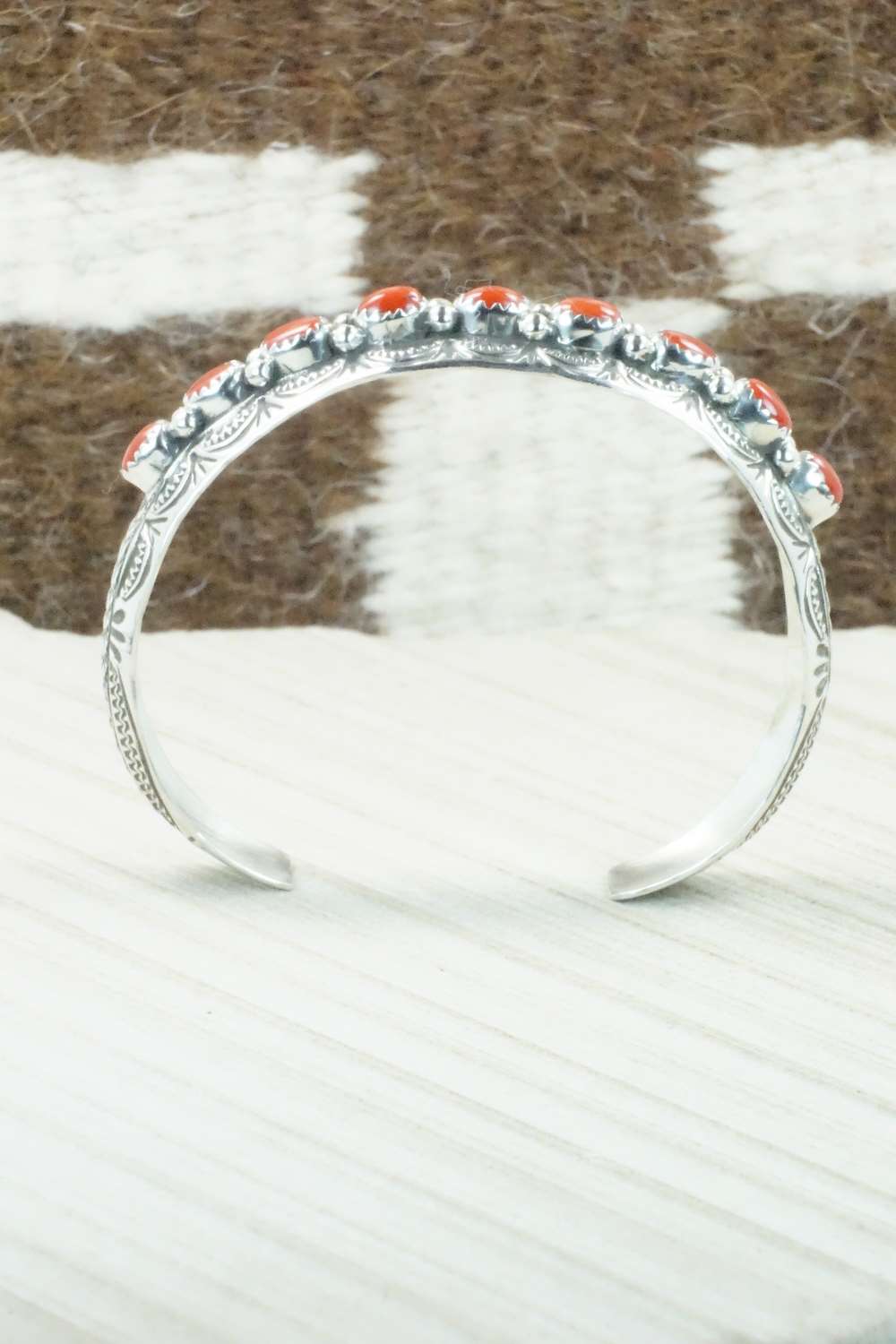 Coral & Sterling Silver Bracelet - Glenn Sandoval