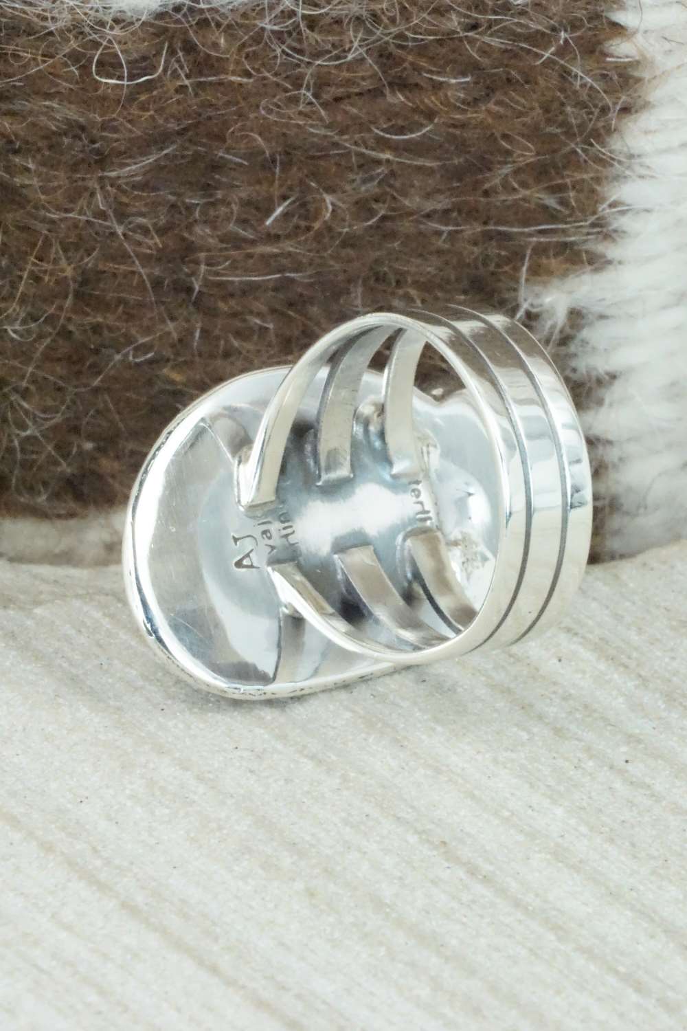 White Buffalo & Sterling Silver Ring - Alvin Joe - Size 8
