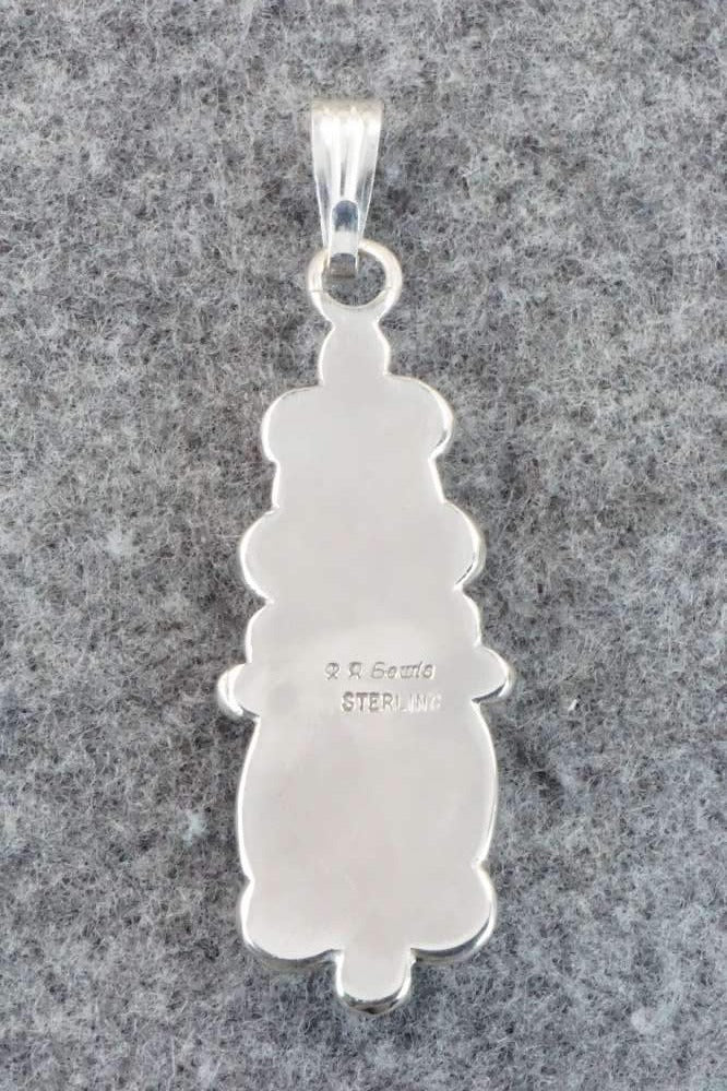 Turquoise, Coral & Sterling Silver Pendant - Roger Lewis