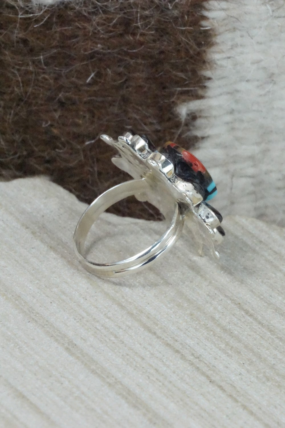 Multi Stone & Sterling Silver Ring - Andrick Dewa - Size 7