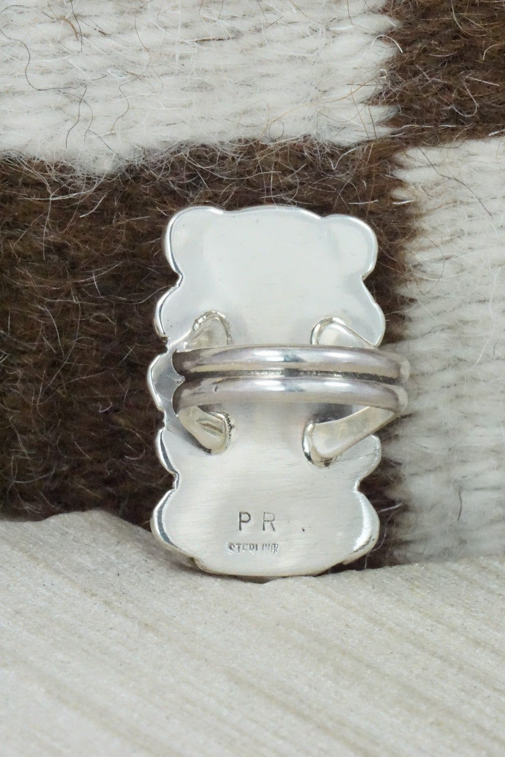 Turquoise, Spiny Oyster & Sterling Silver Ring - Priscilla Reeder - Size 8