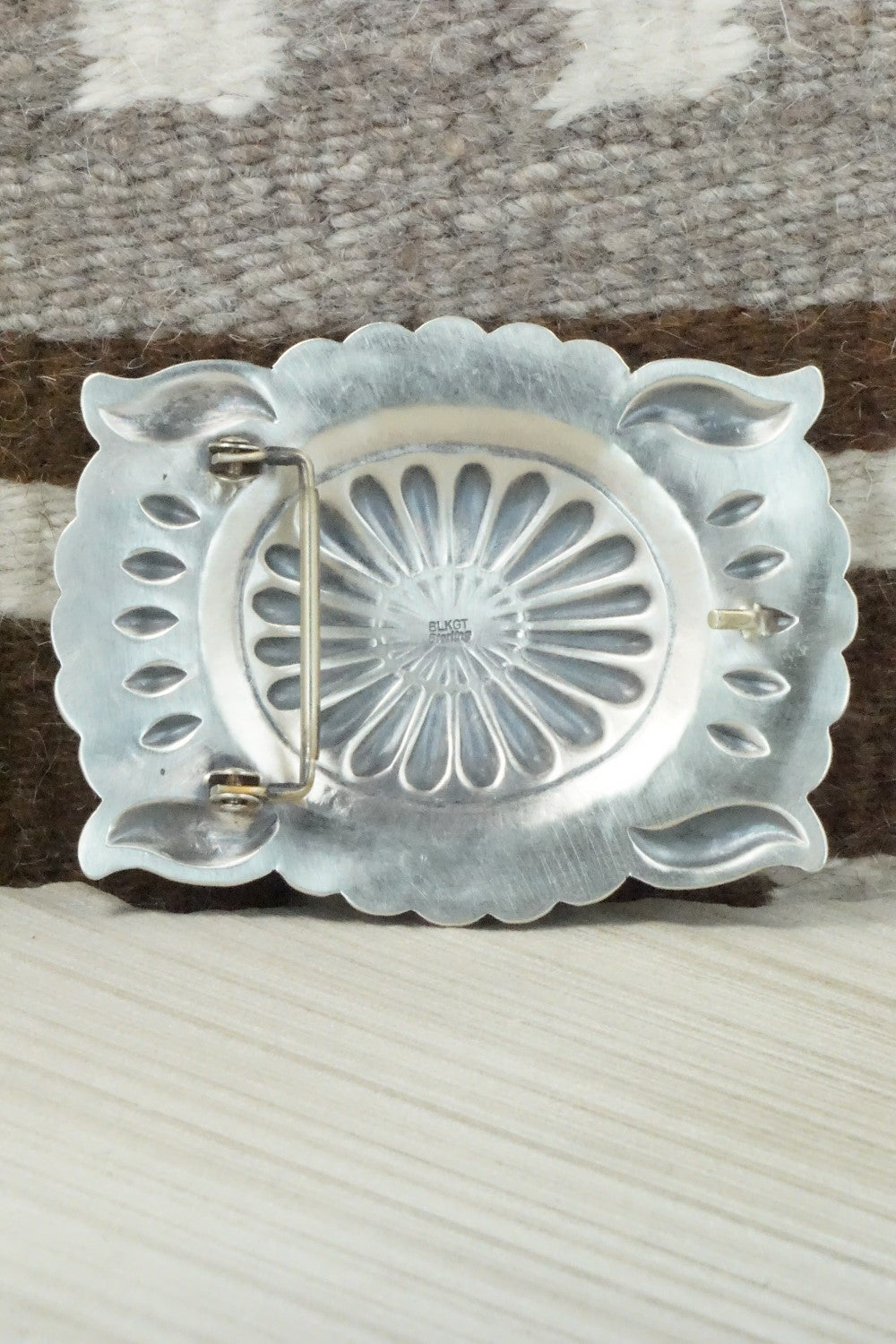 Turquoise & Sterling Silver Belt Buckle - Arnold Blackgoat