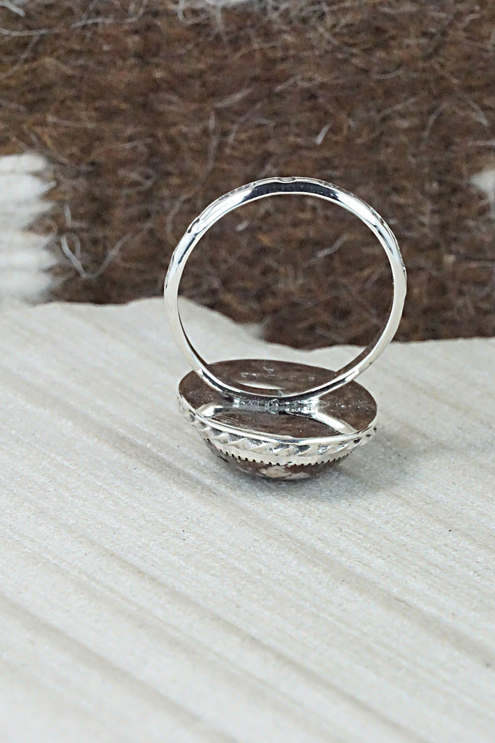 Wild Horse & Sterling Silver Ring - Fannie Platero - Size 10