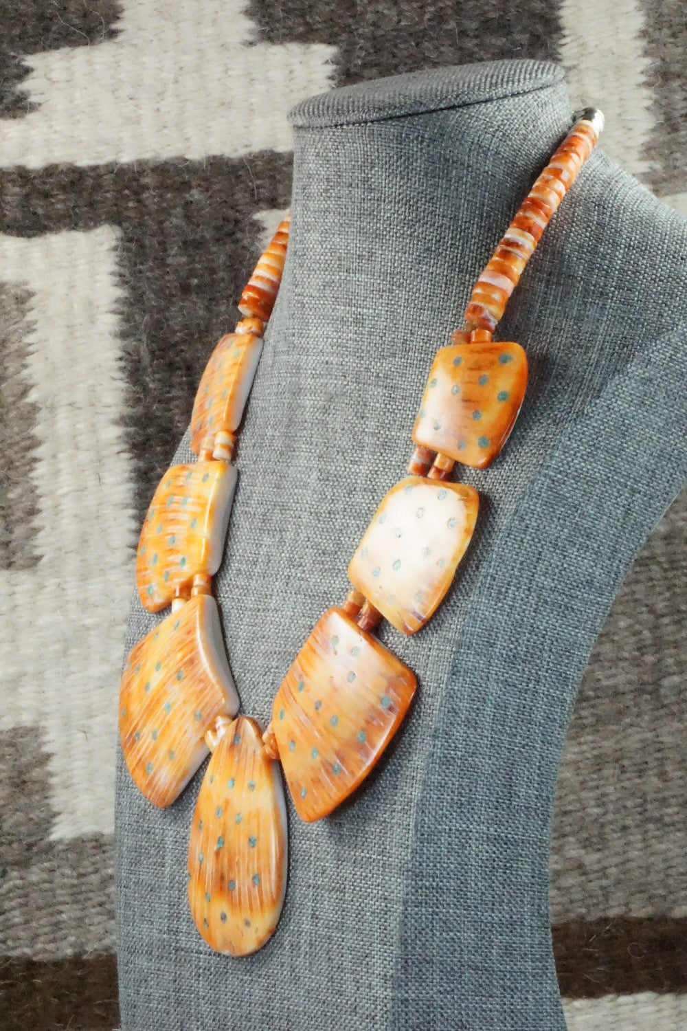 Spiny Oyster and Turquoise Necklace - Joe Garcia