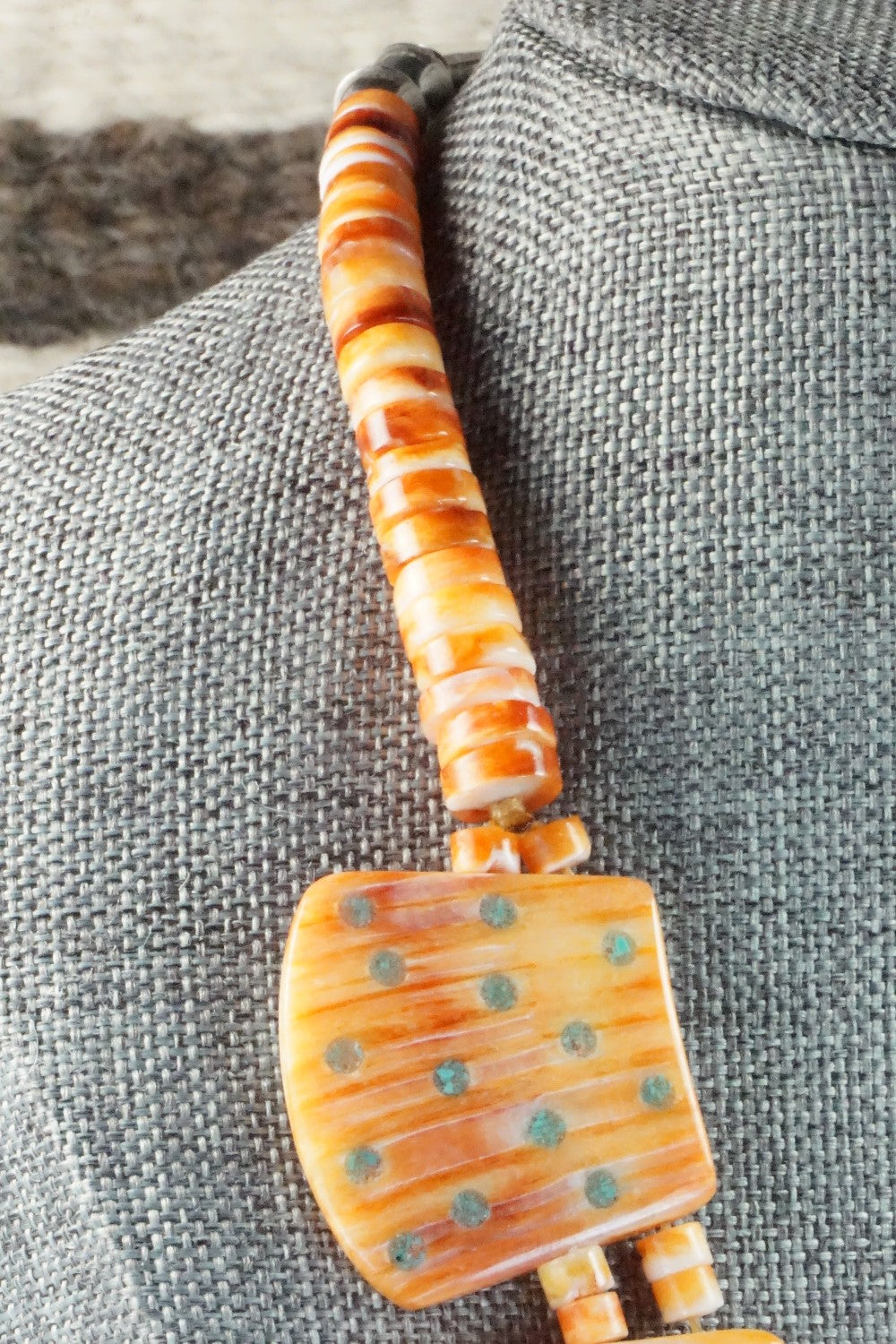 Spiny Oyster and Turquoise Necklace - Joe Garcia